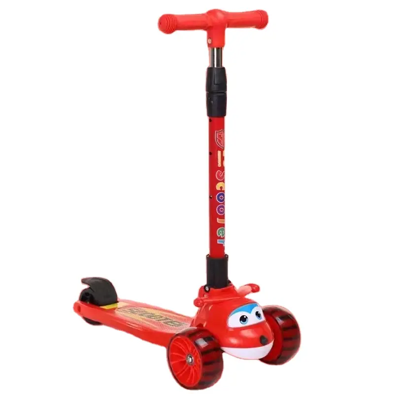 Adjustable Children's Electric Scooter with 3 LED Wheels Kick Toy for Baby Steel Body Material