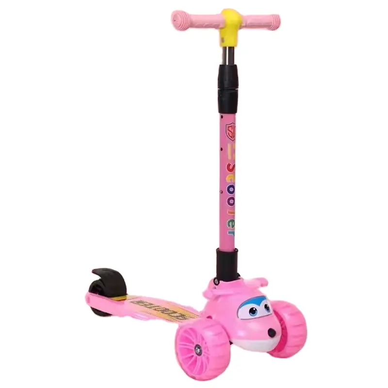 Adjustable Children's Electric Scooter with 3 LED Wheels Kick Toy for Baby Steel Body Material