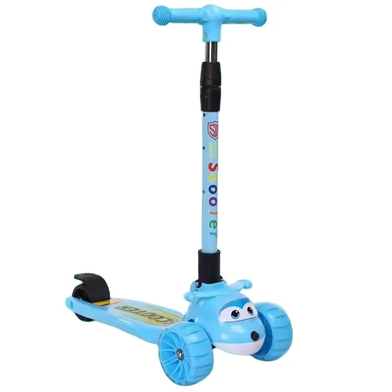 Adjustable Children's Electric Scooter with 3 LED Wheels Kick Toy for Baby Steel Body Material