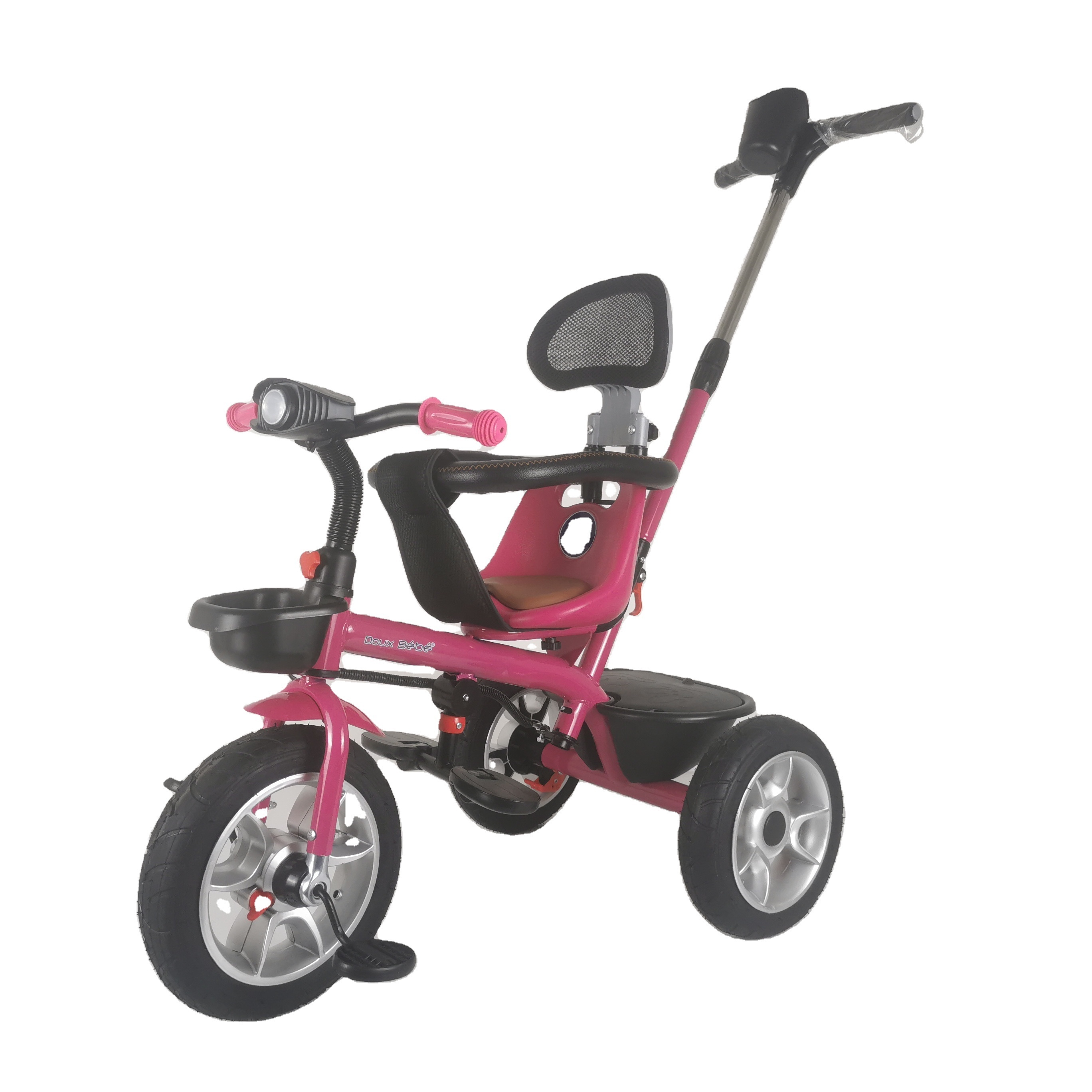 New Model Pink Baby Tricycle for Girls Aged 2-6 Years Plastic Children's Bicycle with Ride Power Three-Wheel Trike for Kids