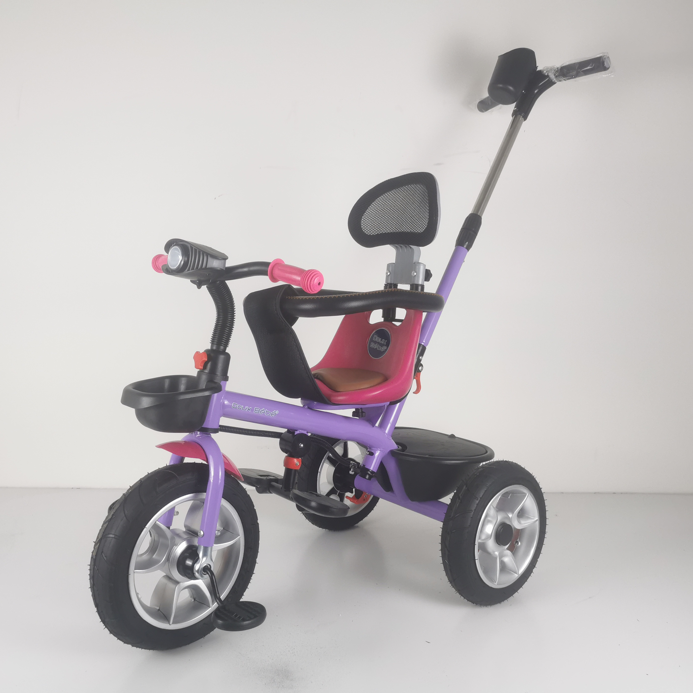 New Model Pink Baby Tricycle for Girls Aged 2-6 Years Plastic Children's Bicycle with Ride Power Three-Wheel Trike for Kids