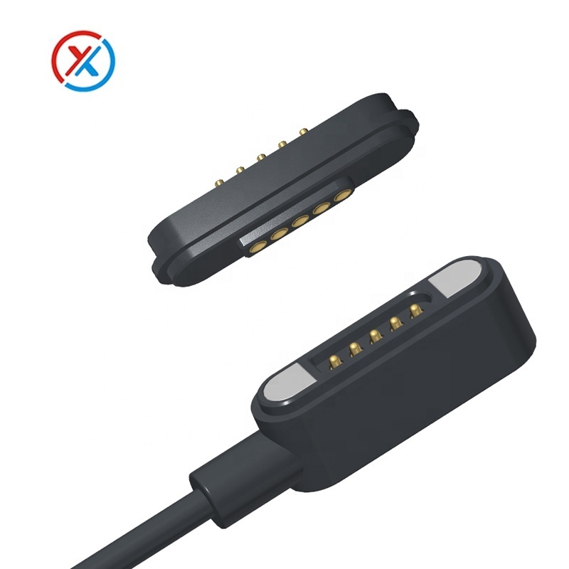 High-Current 5PIN 2.20 Pitch USB Data Cable Waterproof Male Female Magnetic Charging Connector for VR Games 1m Long Android