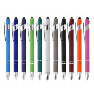 New Multifunctional 2 In 1 Ball Stylus Soft Touch Screen Pen Logo Engraved Lasered Metal Stylus pen