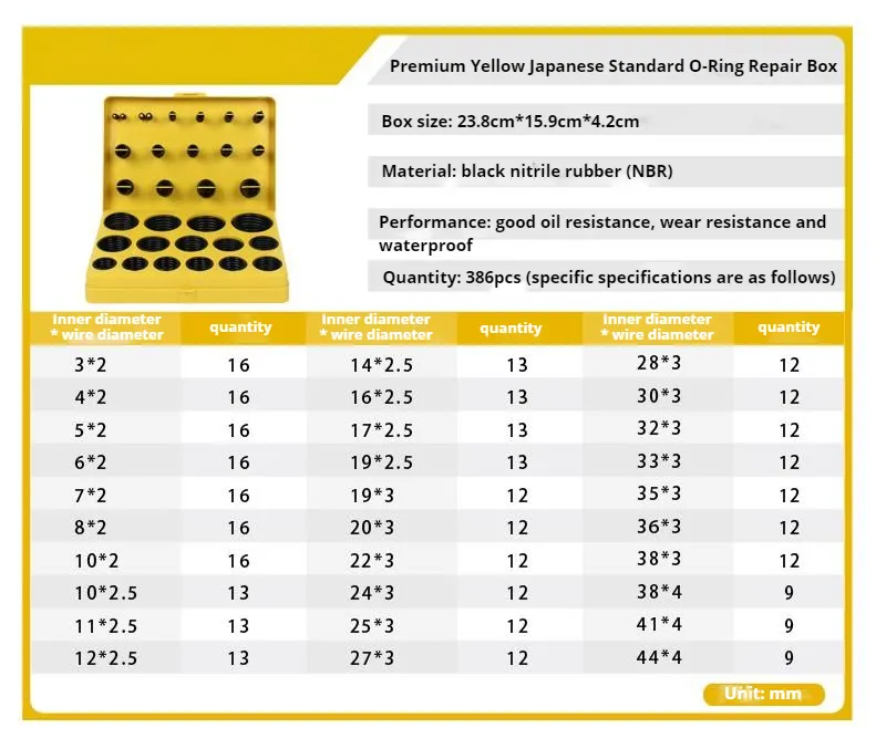 O ring Kit NBR70 oring Searies Box Repair Seal O-Ring 30 Sizes  Oring Kit Set Excavator