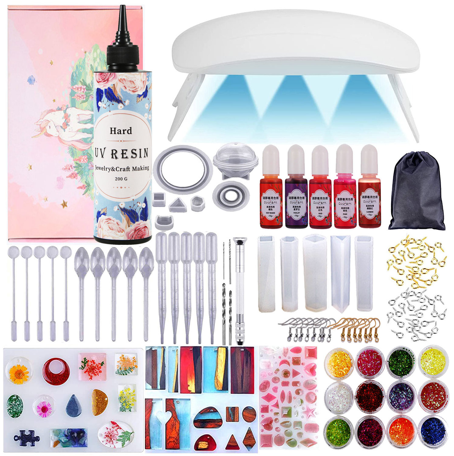 DIY Gift UV Led Resin Craft Kit Fast Curing UV Resin Glue Starter Kit for DIY Jewelry Craft