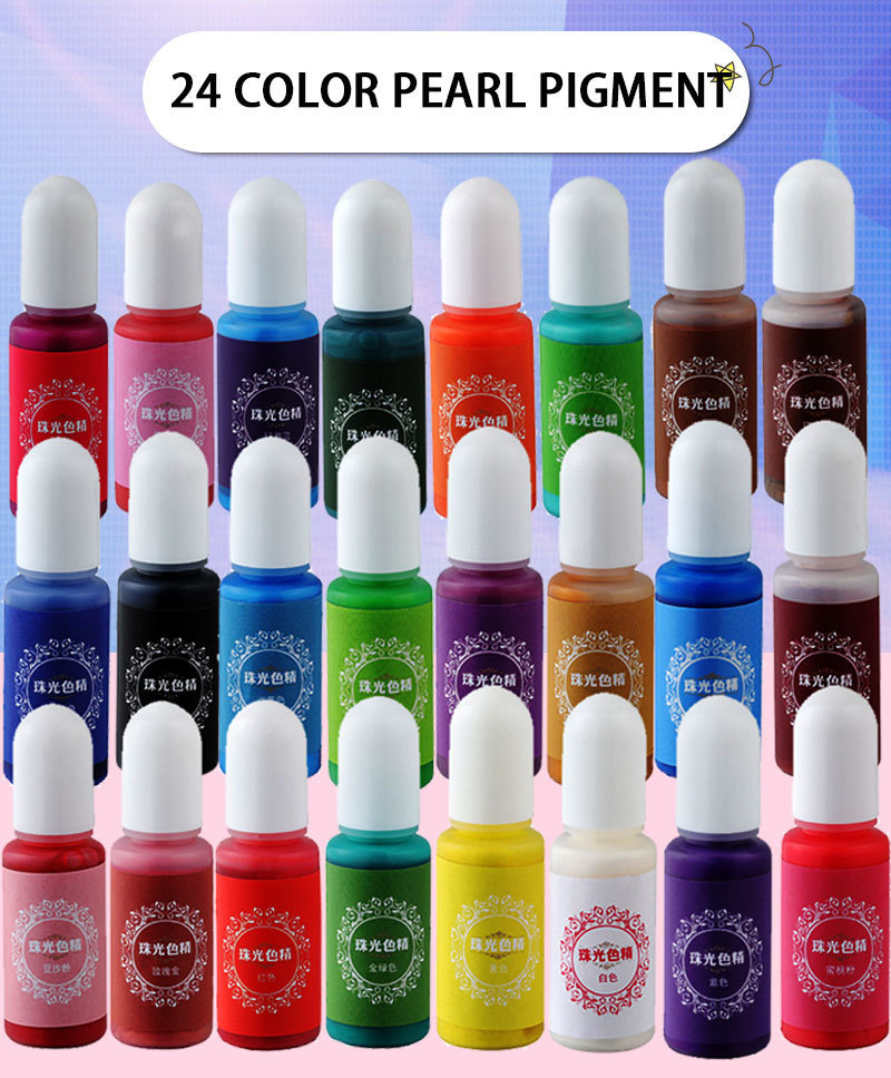 24 Colors Epoxy UV Resin Dye Colorant Liquid Pearl Pigment for DIY Resin Crafts