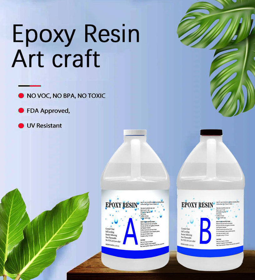 Factory 2 Gallon Kit Crystal Clear AB Epoxy Resin and Hardener for DIY Art Crafts (1:1 Epoxy resin)