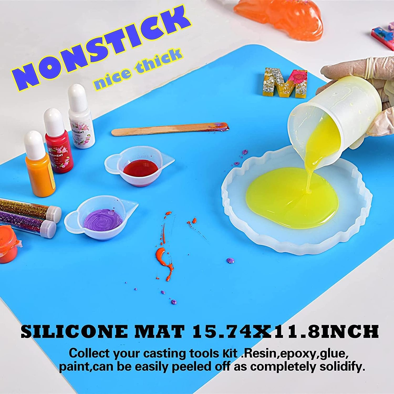 Silicone Mixing Cups Scale Mat Drill Sandpaper Stirring Needle Spoon Set Resin Tools and Supplies