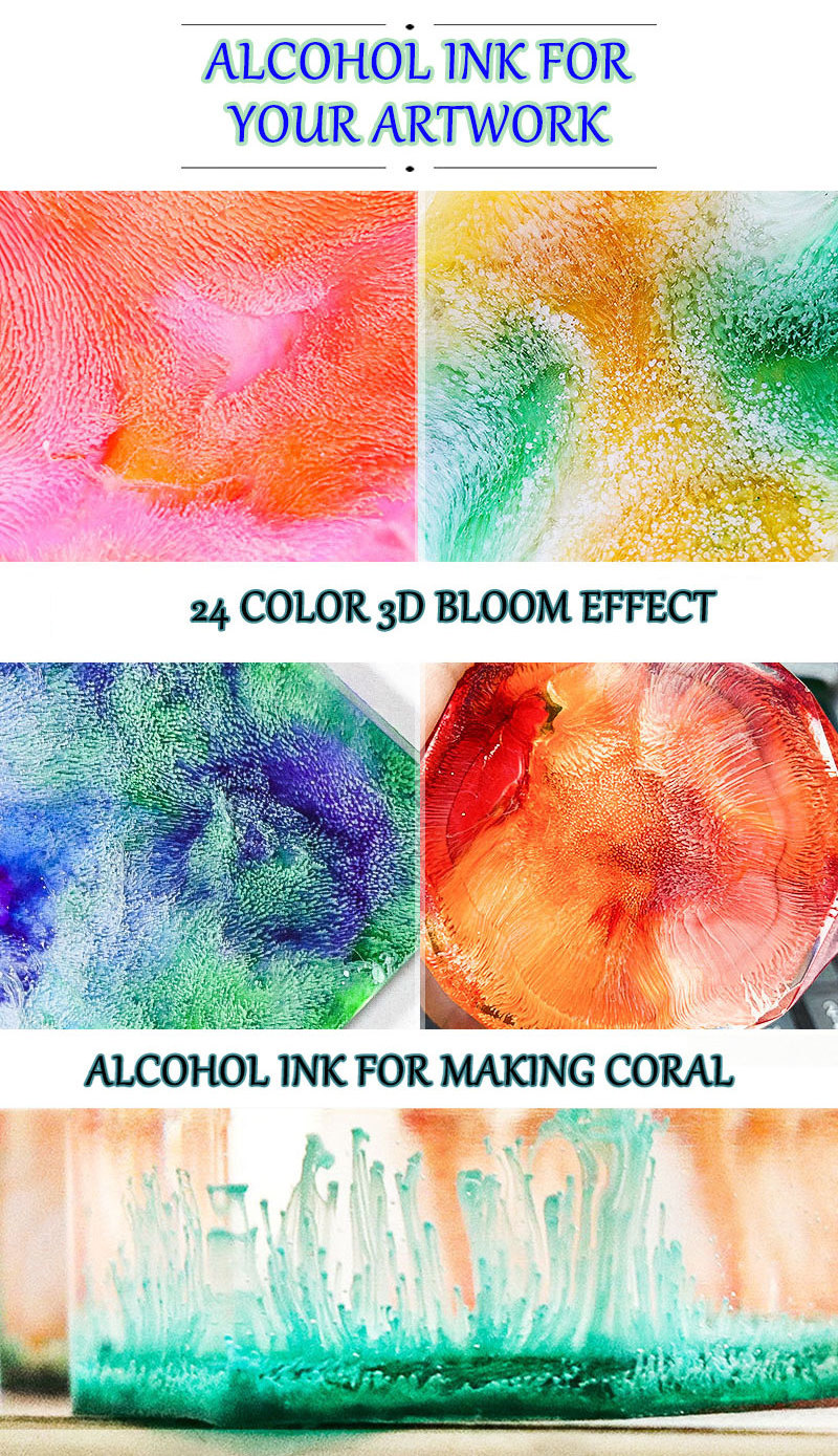 High Concentrated 24 colors 10ml Liquid Pigment Alcohol Based Ink for Epoxy Resin Paint and DIY Artwork