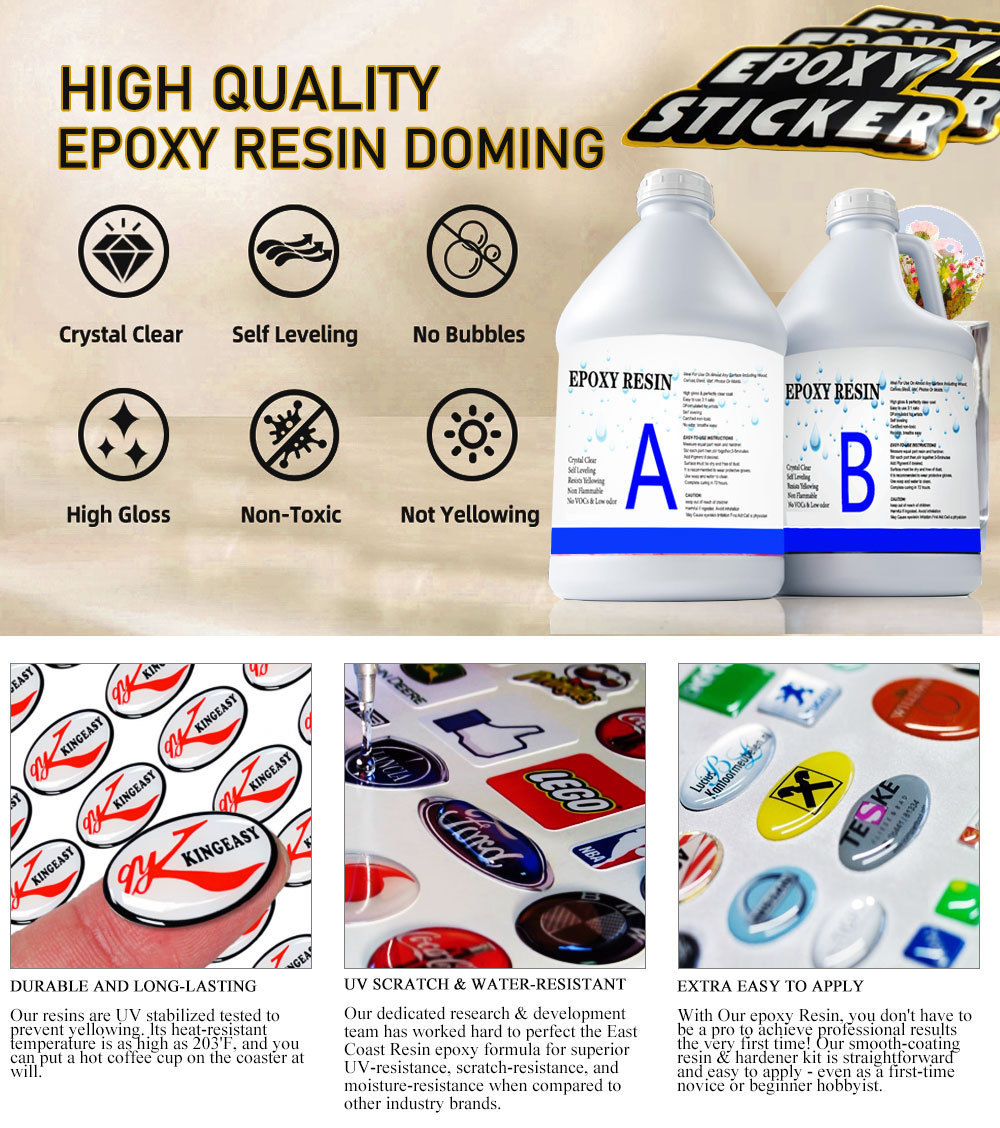 Clear Flexible Doming Resin Liquid Epoxy Resin and Hardener for 3D Epoxy Dome Stickers (3:1 Epoxy Resin )