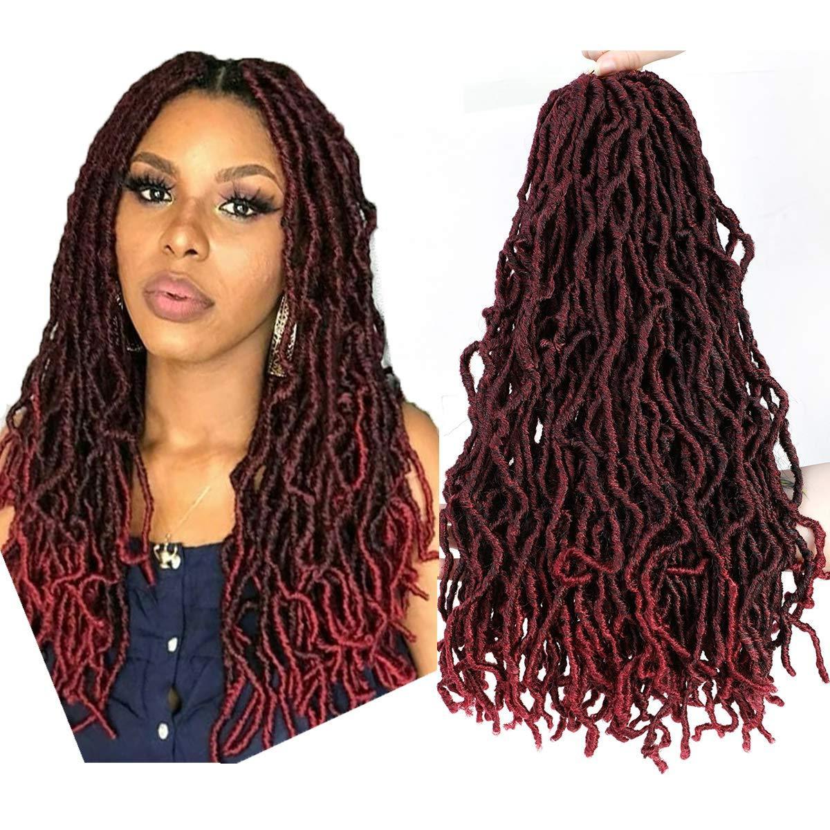 Darker Brown Curly Faux Locs Crochet Hair Goddess Locs Synthetic Braids Extension for Afro Women 24 Inch Soku Small Dreadlocks