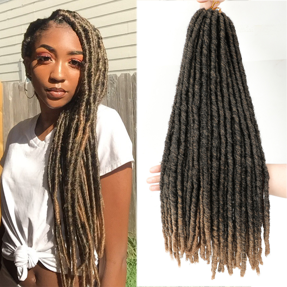 X-TRESS Wholesale Synthetic Braiding Hair Extensions Dreadlocks Ombre Brown Color Soft Straight Faux Locs Crochet Braids Hair