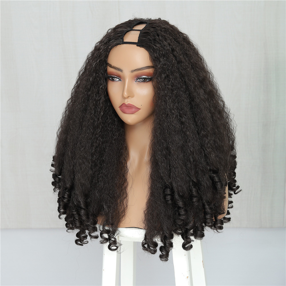 X-TRESS 20 Inches V-part Synthetic Wigs Classic Bouncy Spring Curly Wig Hair Wigs for Black for Afro Kinky Curly Women Long