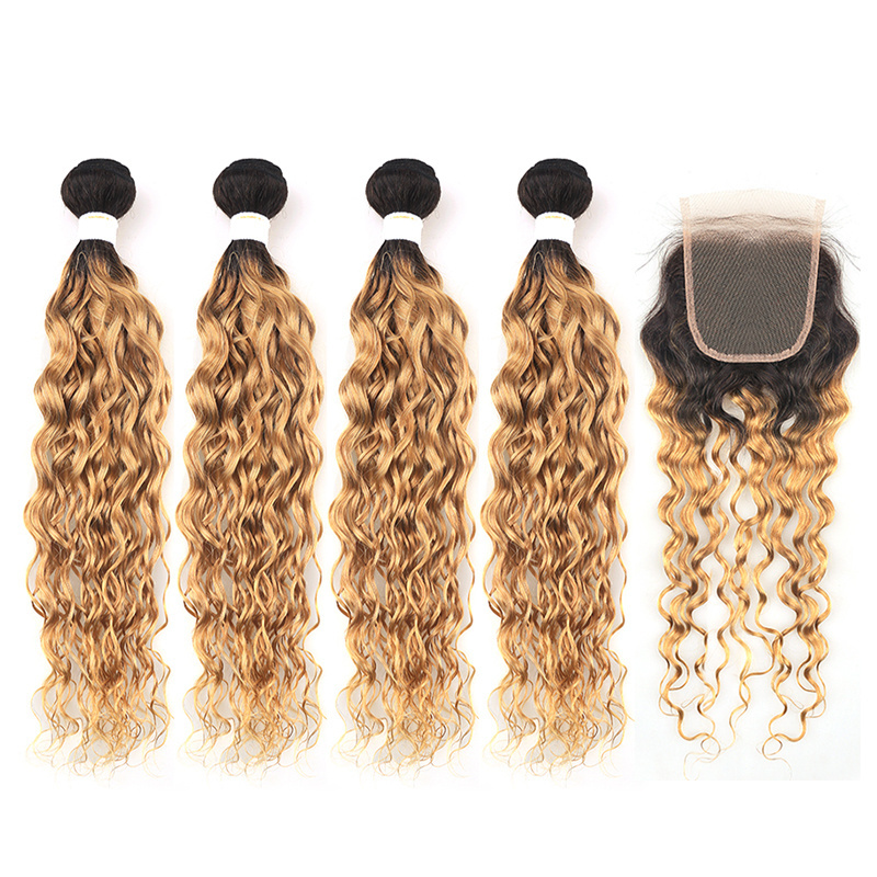 Wholesale Ombre 2 T Colors Hair Bundles With Closure Kinky Curly Wave Hair Extension High Quality Hair From Xuchang