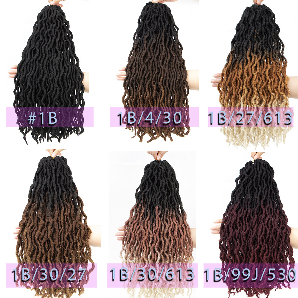 Gypsy Locs Crochet Hair Goddess Faux Locs Ombre Curly Wavy Locs 18 inches Braiding Hair Extensions Dreadlocks for Women