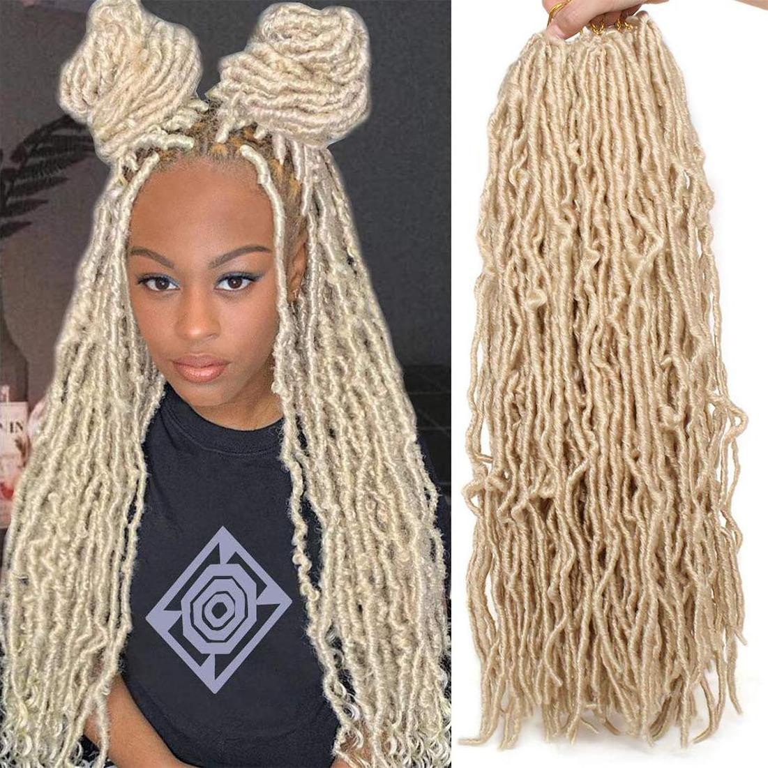 Darker Brown Curly Faux Locs Crochet Hair Goddess Locs Synthetic Braids Extension for Afro Women 24 Inch Soku Small Dreadlocks