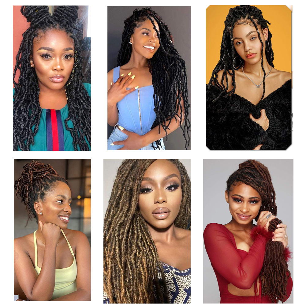 Darker Brown Curly Faux Locs Crochet Hair Goddess Locs Synthetic Braids Extension for Afro Women 24 Inch Soku Small Dreadlocks