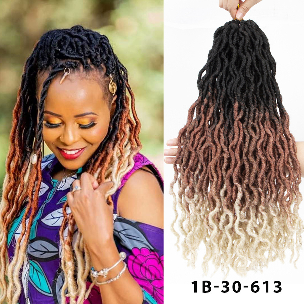 Gypsy Locs Crochet Hair Goddess Faux Locs Ombre Curly Wavy Locs 18 inches Braiding Hair Extensions Dreadlocks for Women