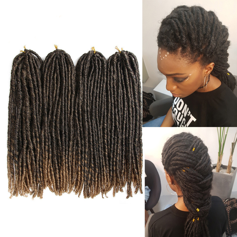 X-TRESS Wholesale Synthetic Braiding Hair Extensions Dreadlocks Ombre Brown Color Soft Straight Faux Locs Crochet Braids Hair