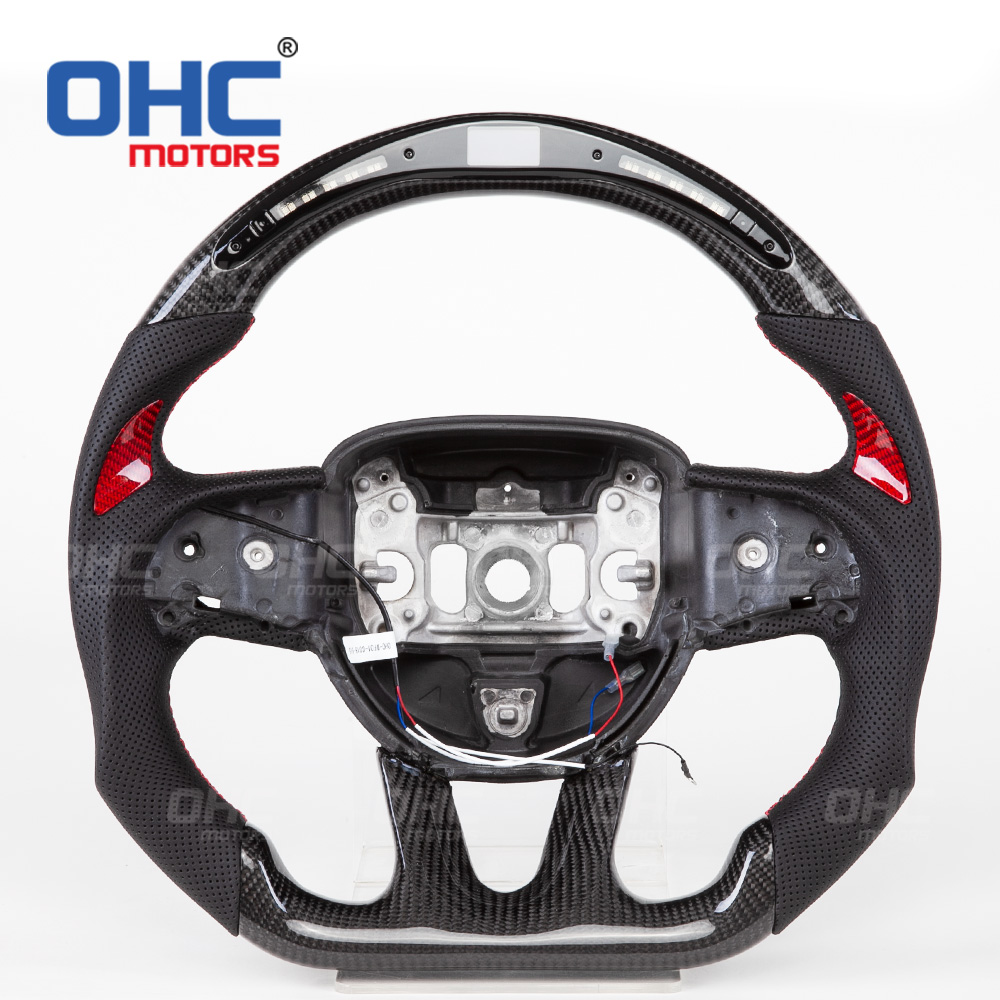 LED Sport Car Steering Wheel Compatible with Dodge Charger Chargersrt Challengersrt Carbon Fiber Steering Wheel