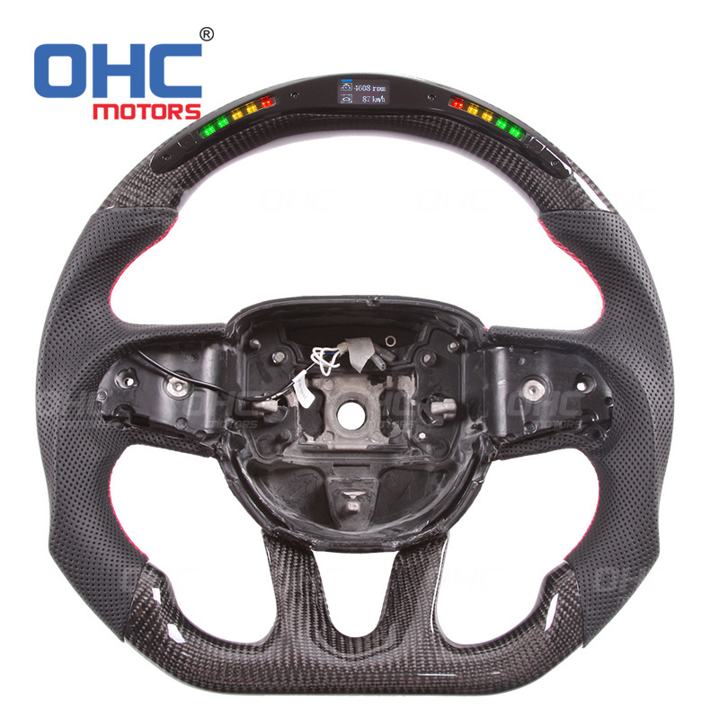 LED Sport Car Steering Wheel Compatible with Dodge Charger Chargersrt Challengersrt Carbon Fiber Steering Wheel