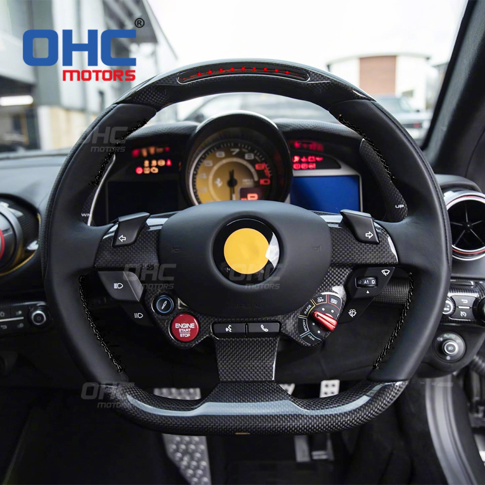 LED RPM Performance Real Carbon Fiber Steering Wheel Fit for Ferrari 458 488 California T F12 Sergio BerlinettaOHC Motors