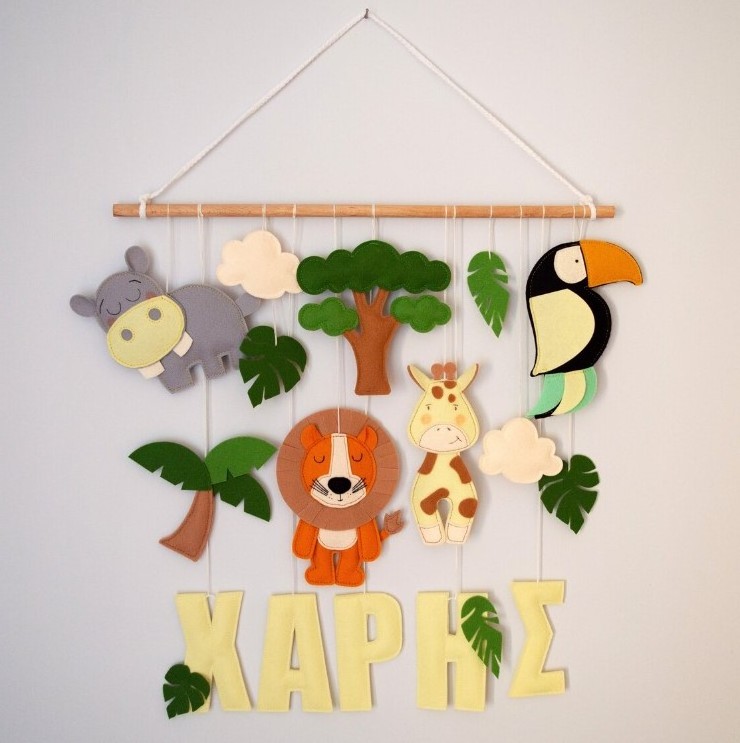 Felt wall hanging toys safari animals Nursery decor