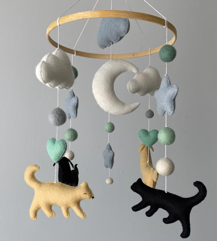 Puppy Baby mobile Cat crib mobile Labrador Dog nursery hanging decor