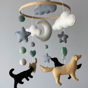 Puppy Baby mobile Cat crib mobile Labrador Dog nursery hanging decor