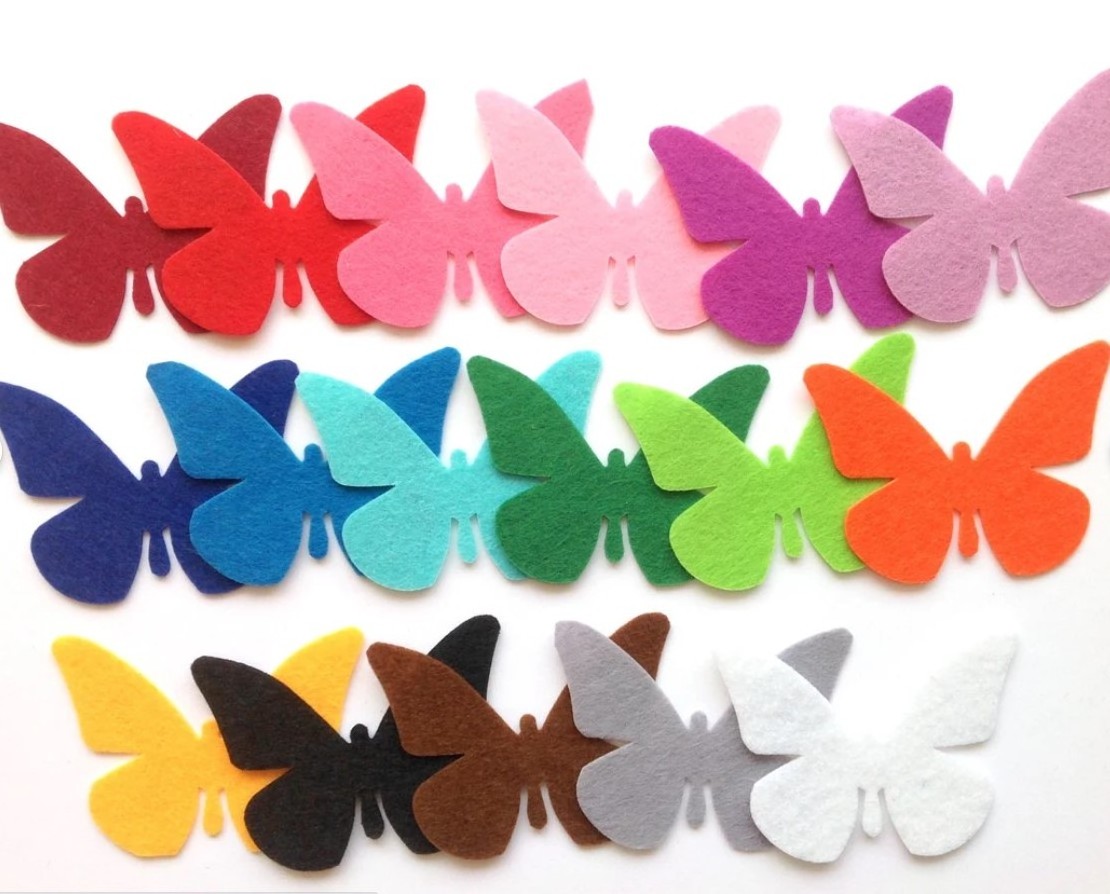 Felt Butterflies Die Cut Butterfly Applique for Sewing and Craft Projects