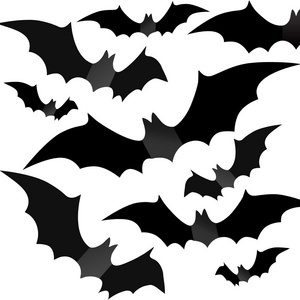 Halloween 3D bat plastic 24 60 70 72 pcs black pvc bats wall sticker home decoration Spooky Party Supplies