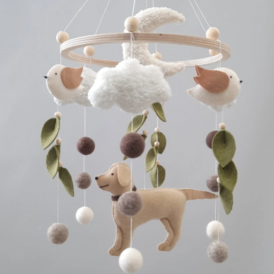 Labrador retriever baby mobile puppy crib mobile gender neutral felt dog mobile