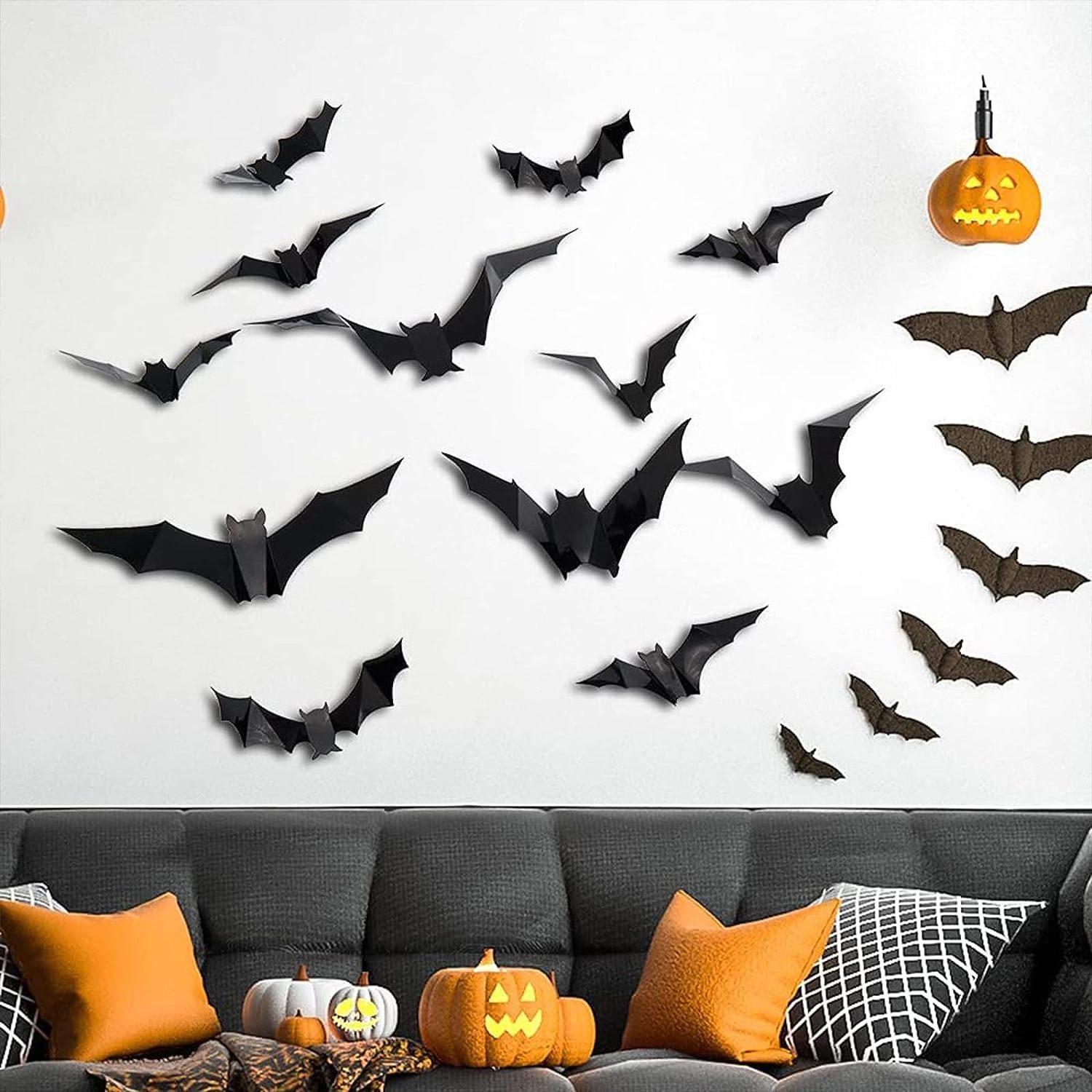 Halloween 3D Bat Wall Stickers Halloween Creepy Party Accessories 3D Bat  Wall Window Decoration Set