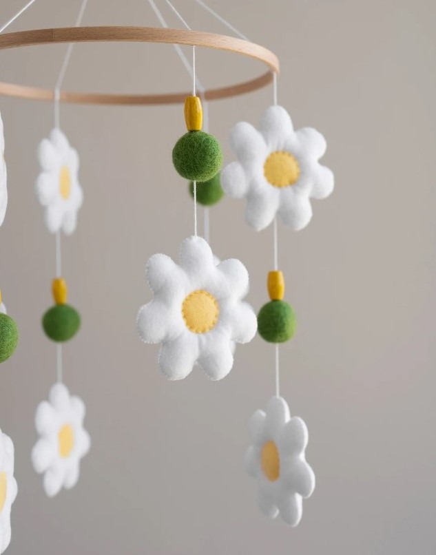 Daisy baby mobile baby girl nursery felt flower decor new baby gift