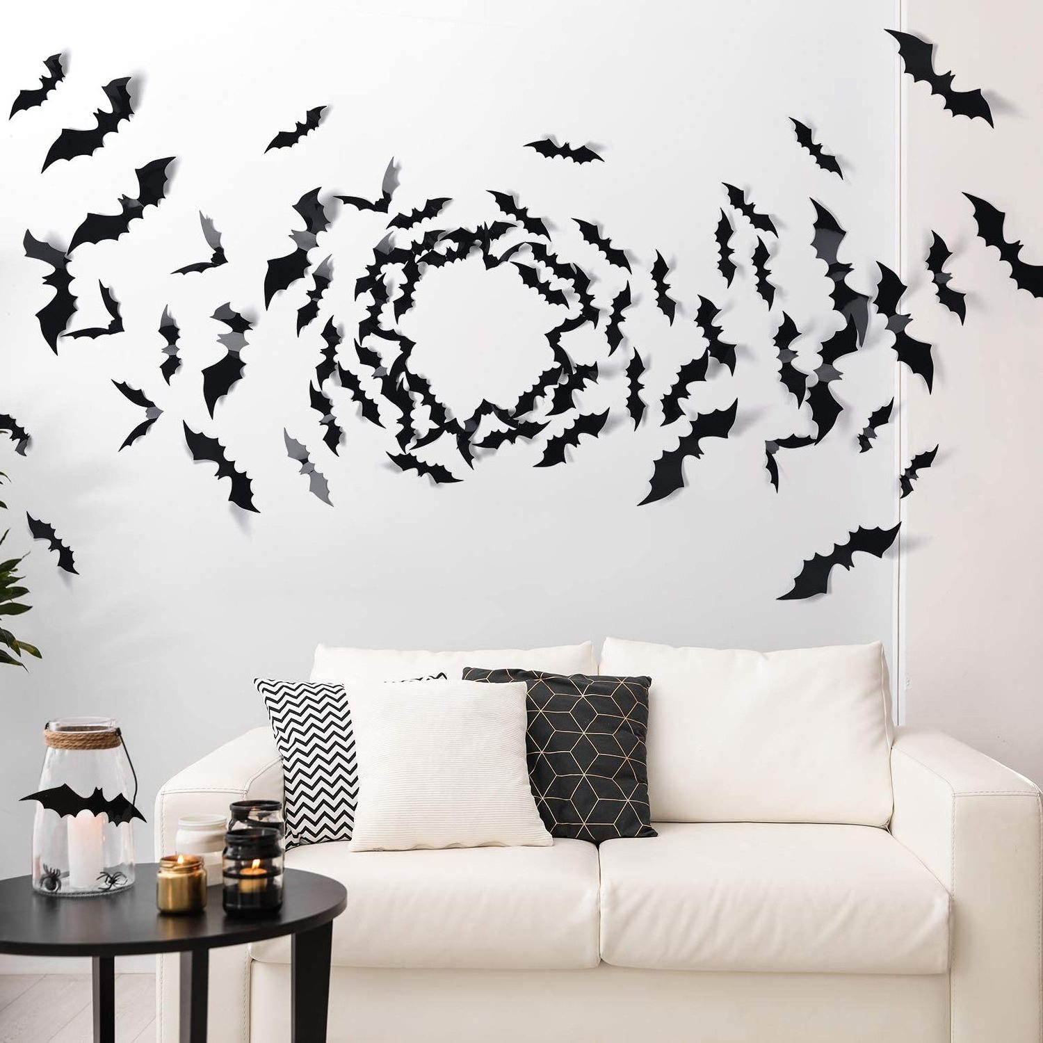 halloween 3D bats decoration plastic PVC black bat sticker DIY wall party decor cheap bat spider halloween decor