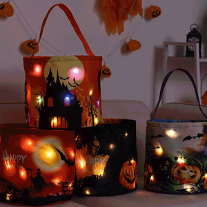 LED Light Halloween Candy Bags Light Up Halloween Party Bags Trick or Treat Bags