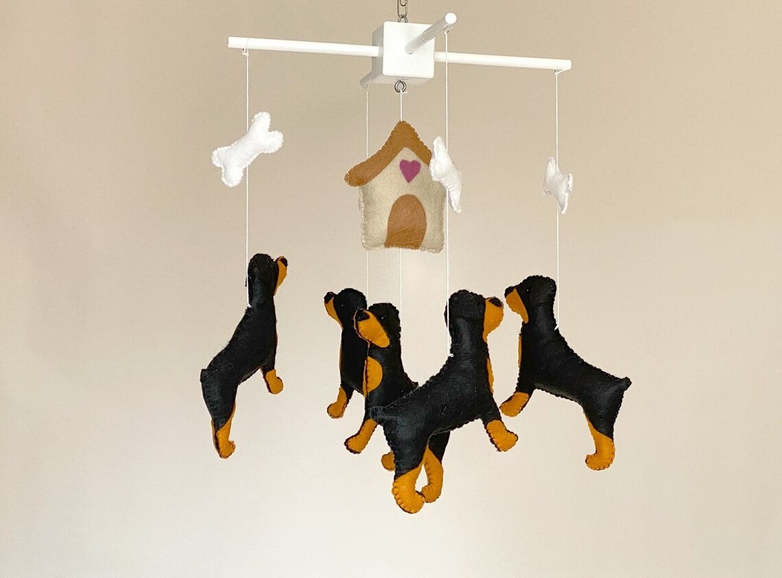 Baby mobile puppy Gender neutral nursery decoration Dog crib mobile