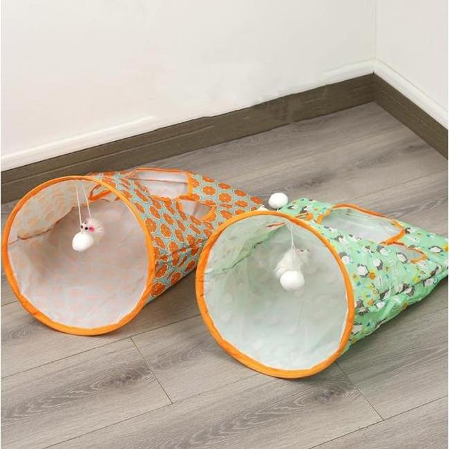 Printing Sound Paper Cat Tunnel Foldable Cat Bag With Ball Toy Cat Tunnel Toy