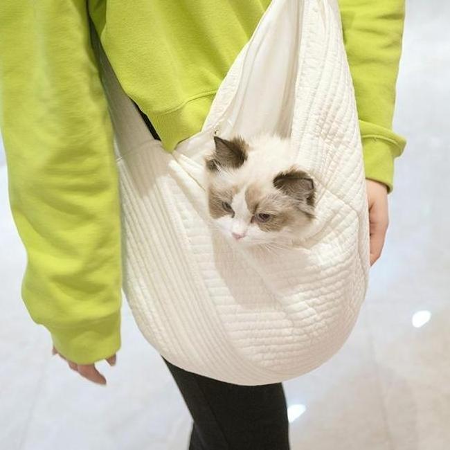 Pet Carrier Bag Portable Cat Travel Bag Breathable Canvas Cross-Body Cat Bag