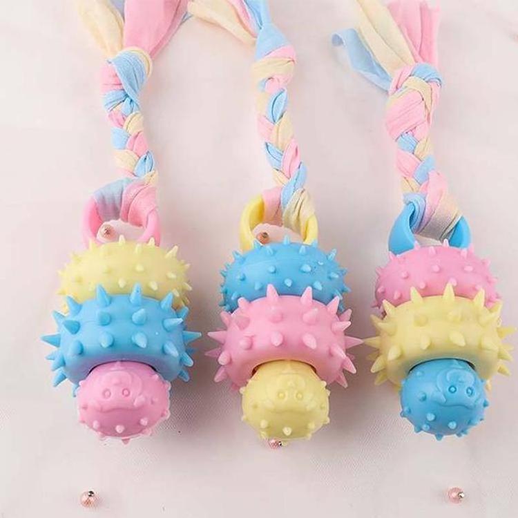 Hot Selling Custom Soft TPR Stick Anti Bite Pet Dog Molar, Teeth Clean Double Toothbrush Pet Interactive toys with Rope/