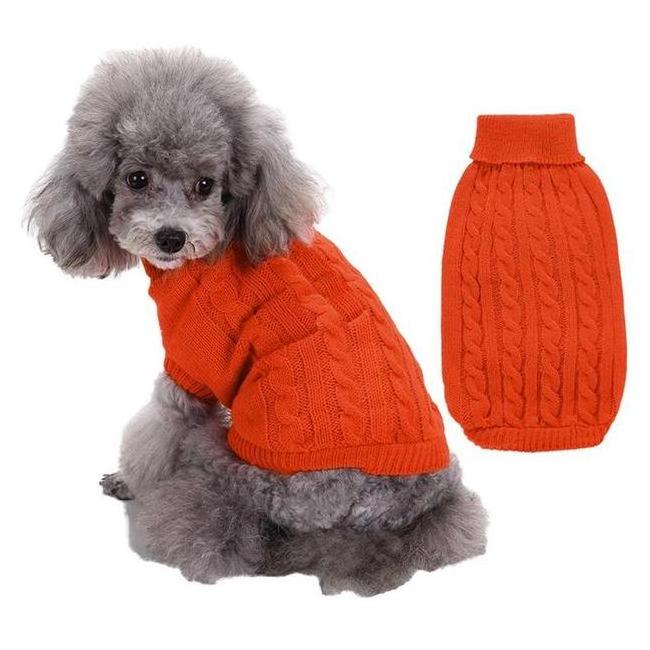 Winter Sweaters Knitted Cotton Clothes Solid Color Pets Dogs Sweaters