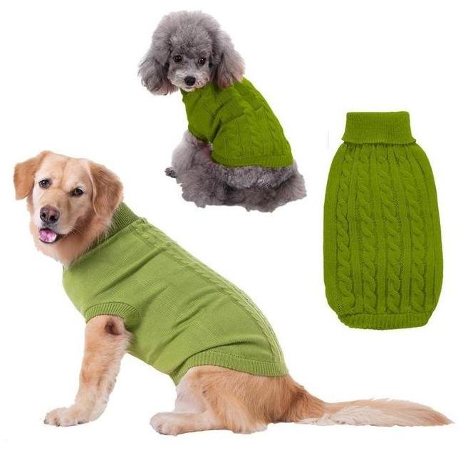 Winter Sweaters Knitted Cotton Clothes Solid Color Pets Dogs Sweaters