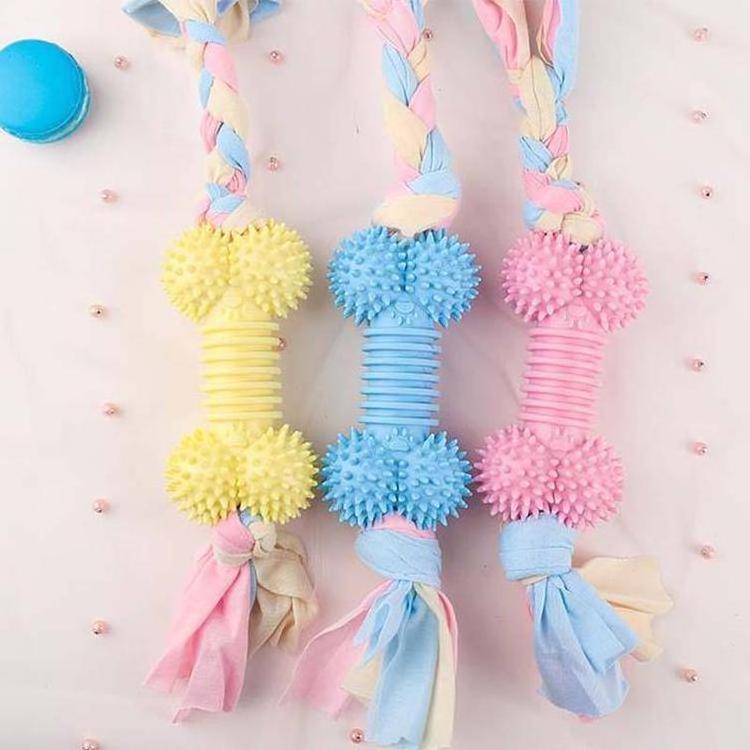 Hot Selling Custom Soft TPR Stick Anti Bite Pet Dog Molar, Teeth Clean Double Toothbrush Pet Interactive toys with Rope/