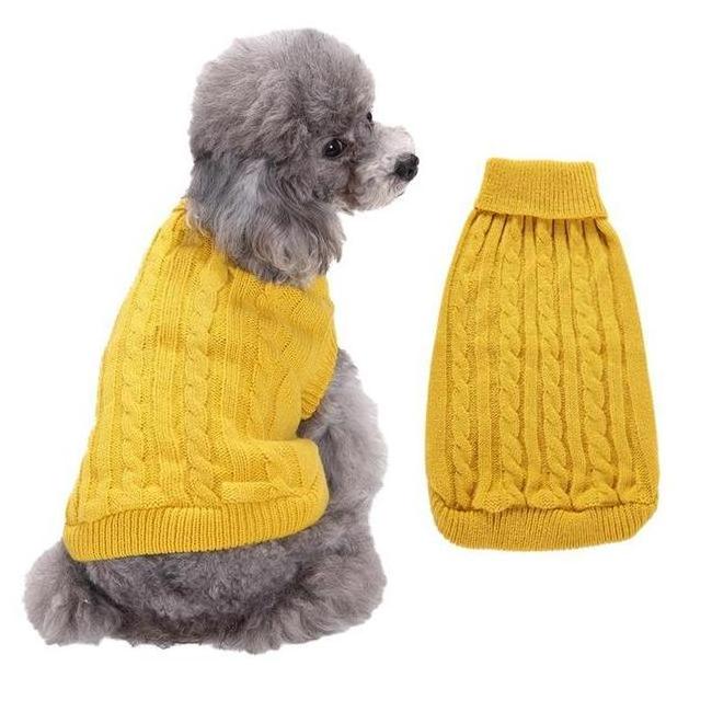 Winter Sweaters Knitted Cotton Clothes Solid Color Pets Dogs Sweaters