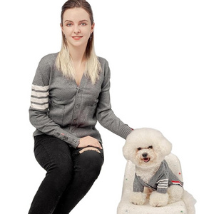 Spring Summer Pet Clothes Warm Gray Sweater Dog Parent Child Clothing Knitwear Matching And Owner Apparel