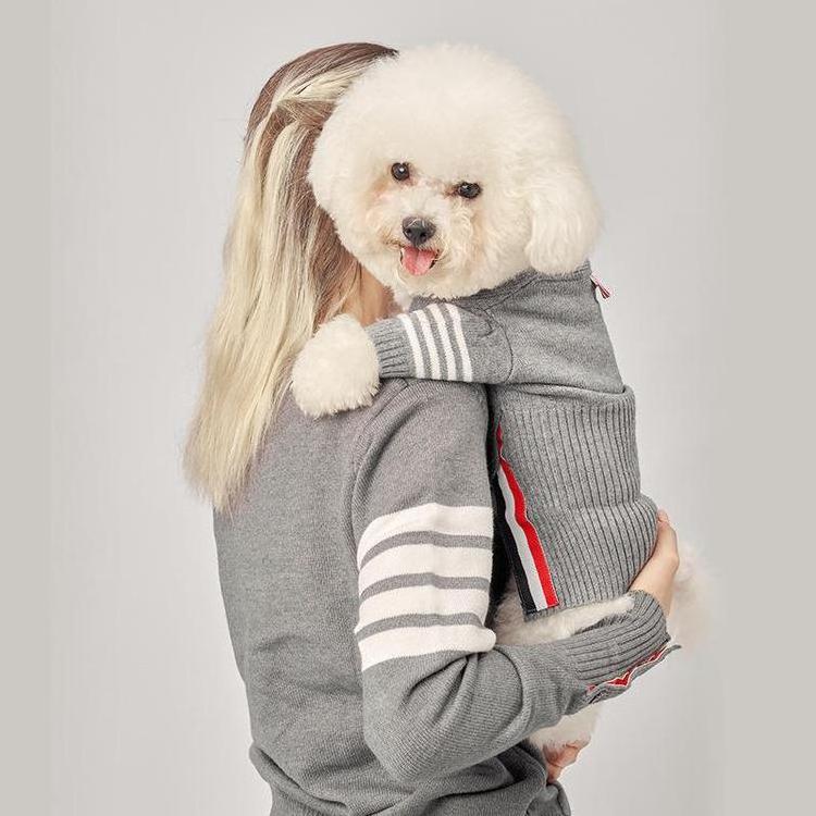 Spring Summer Pet Clothes Warm Gray Sweater Dog Parent Child Clothing Knitwear Matching And Owner Apparel