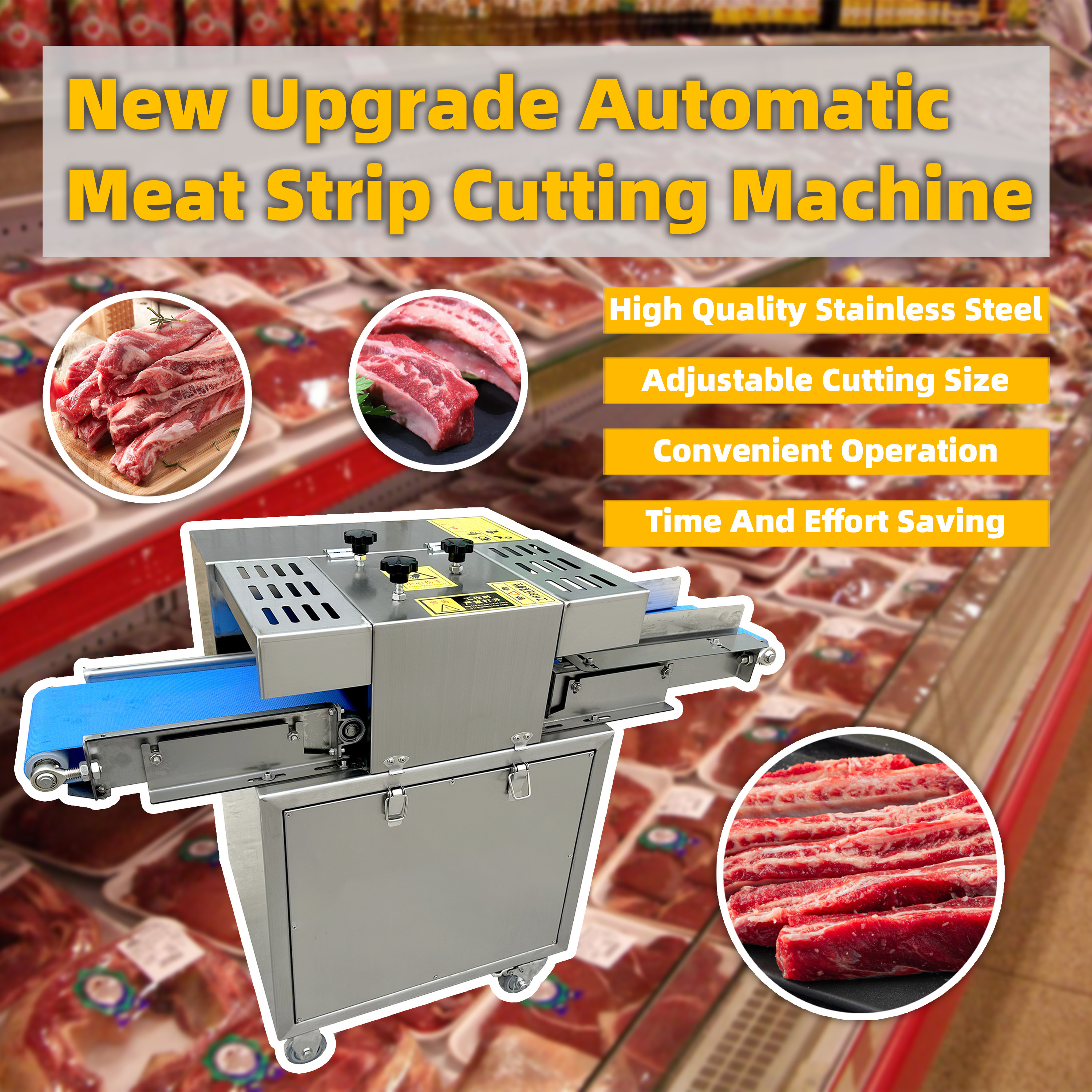 Hot Sale 2cm Beef Meat Strip Cutting Machine New Condition Chicken Breast Slicer for Fish Fingers Cutlets Motor Core Component