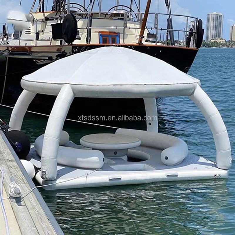 Custom Design Inflatable Floating Platforms Jet Ski Dock Inflatable Water Floating Banas With Tent