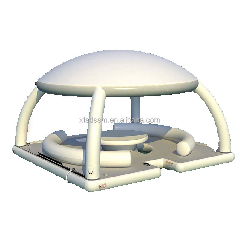 Custom Design Inflatable Floating Platforms Jet Ski Dock Inflatable Water Floating Banas With Tent