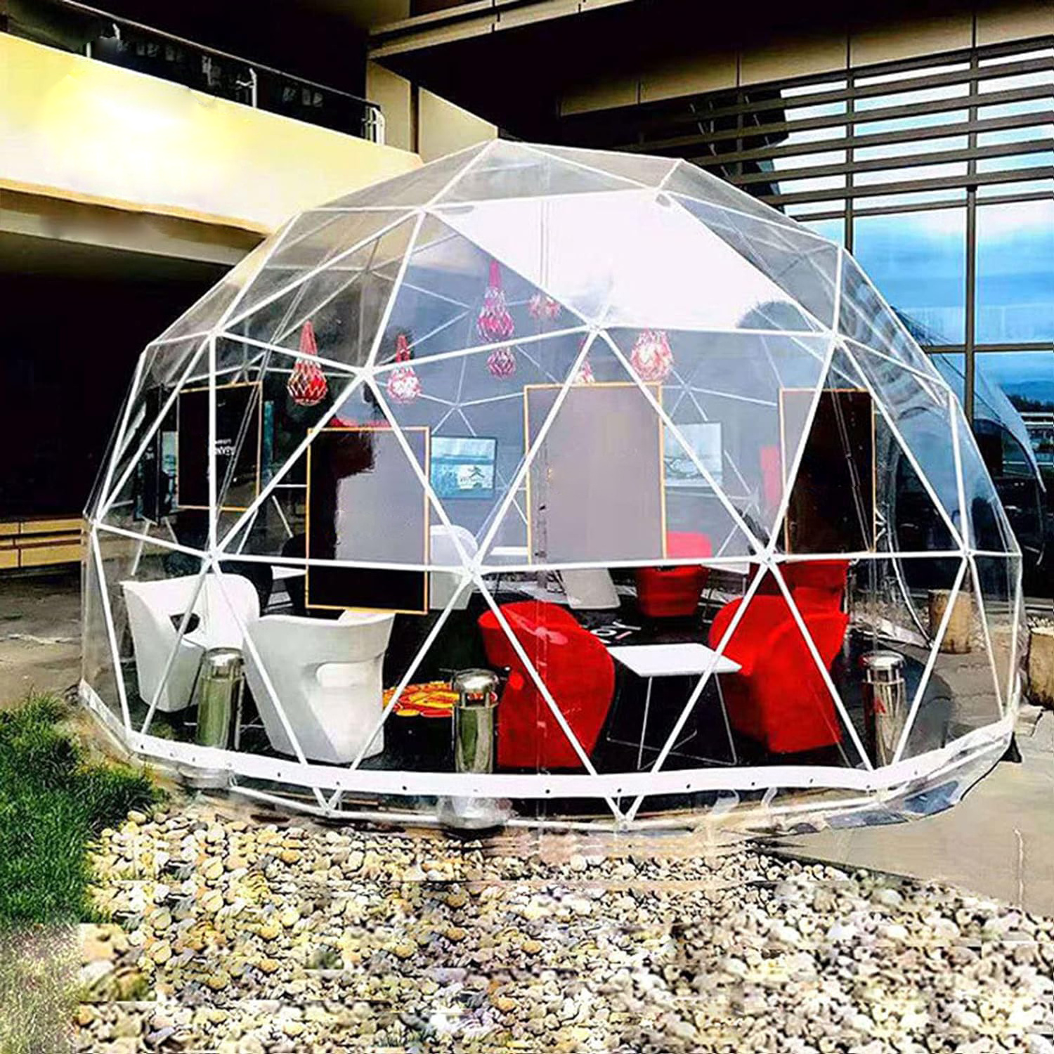 CUSTOM Big Transparent PVC Igloo Geodesic Dome Tent Large Transparent ECO Living Camp Geodesic Luxury Resort Dome Tent for Sale